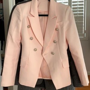 Balmain-esque pink blazer with silver buttons